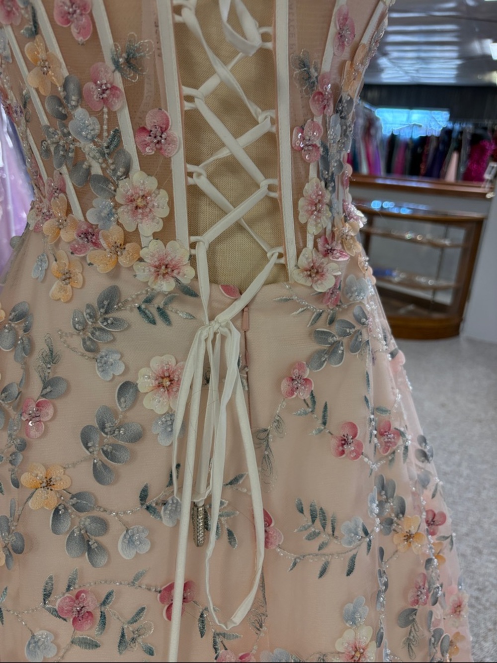 Prom dress alyceparis #61986 floral French pink - Picture 7 of 11